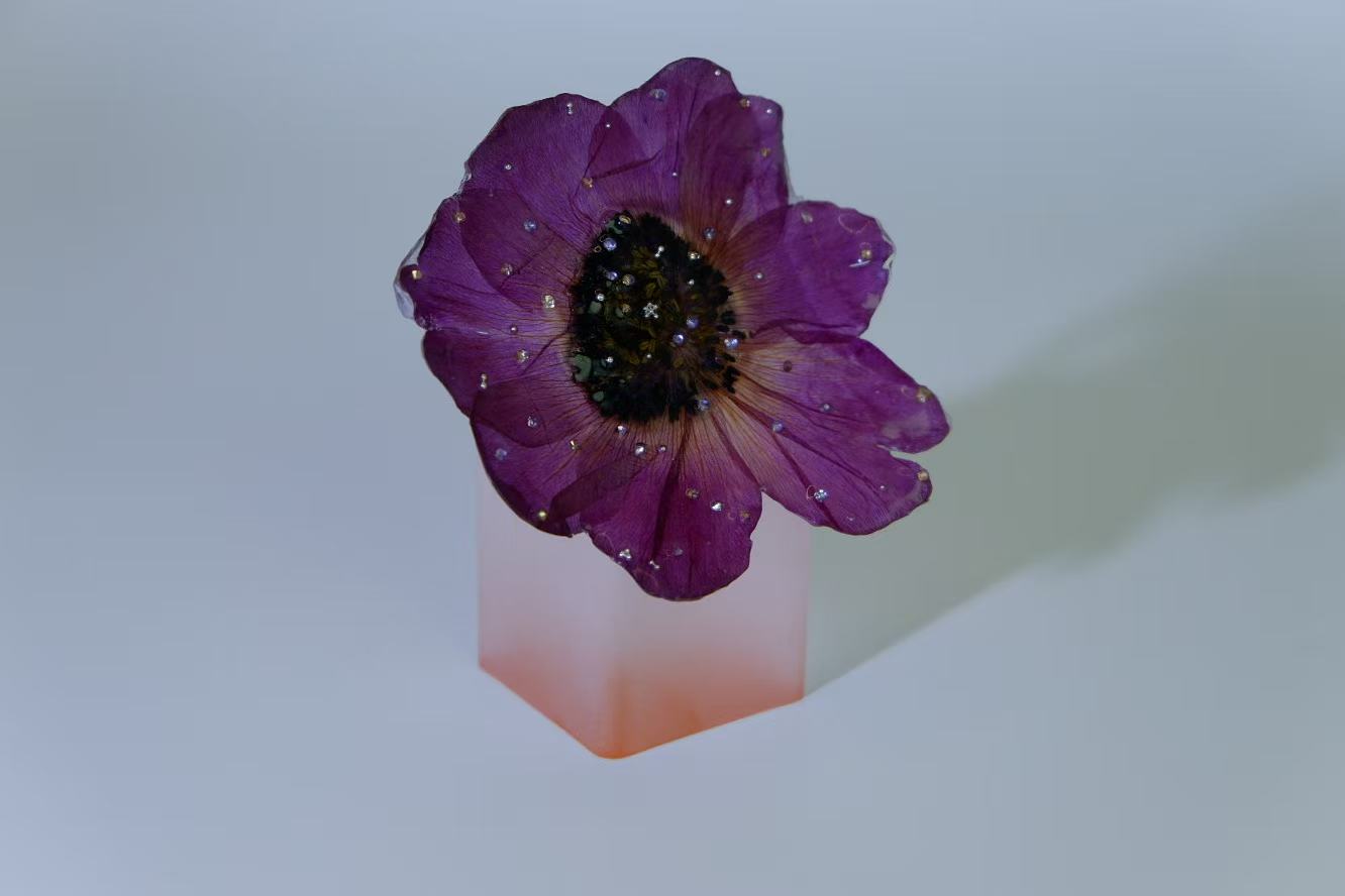 Original Handmade Dried Flower Anemone Ring