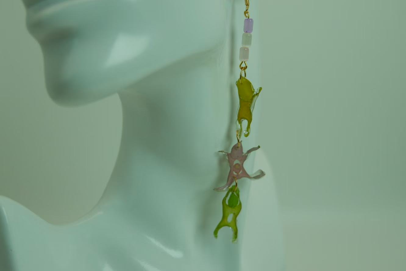 Original Handmade Colored Dancing Figure Dried Flower Earrings