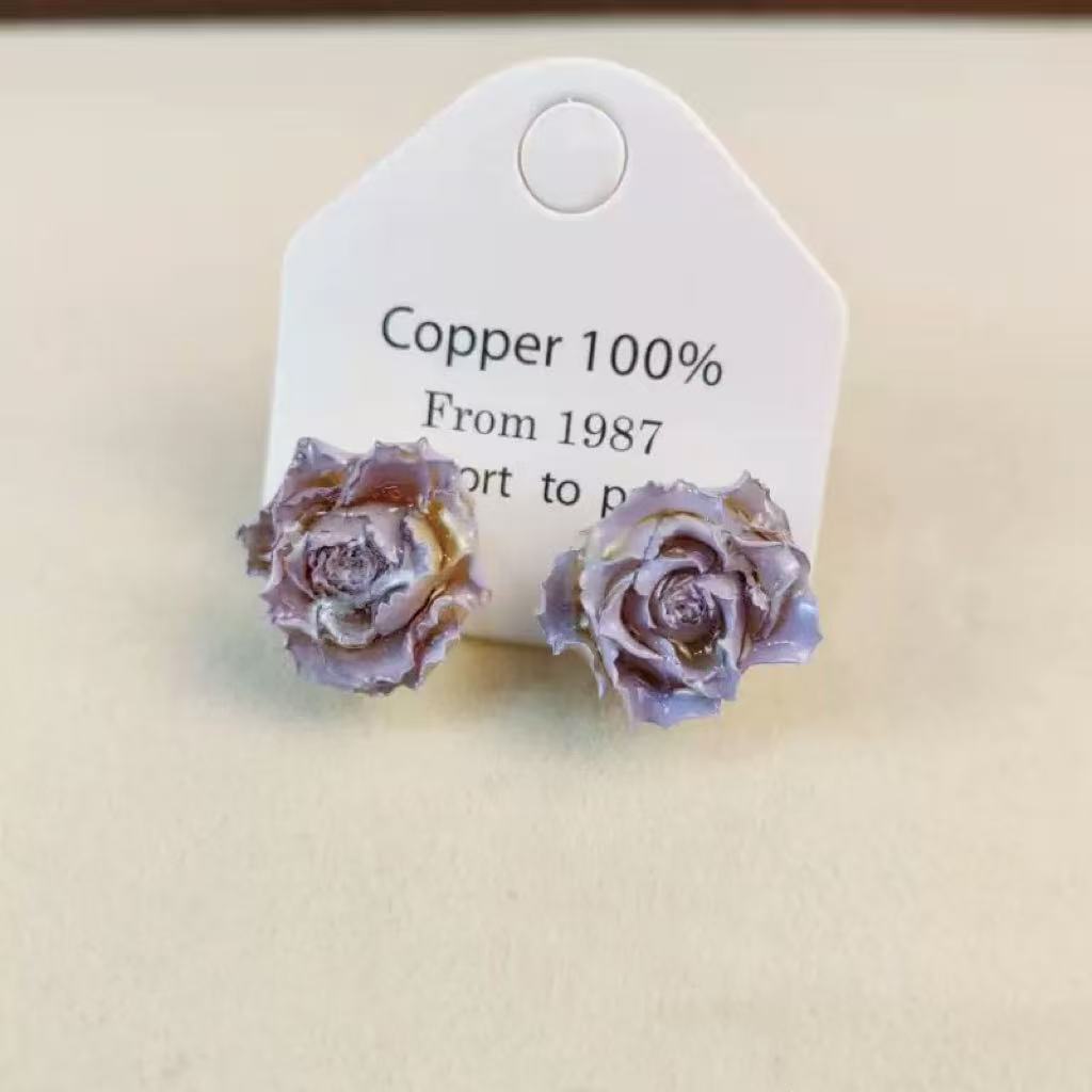 Handmade Dried - Flower Rose Romantic Earrings
