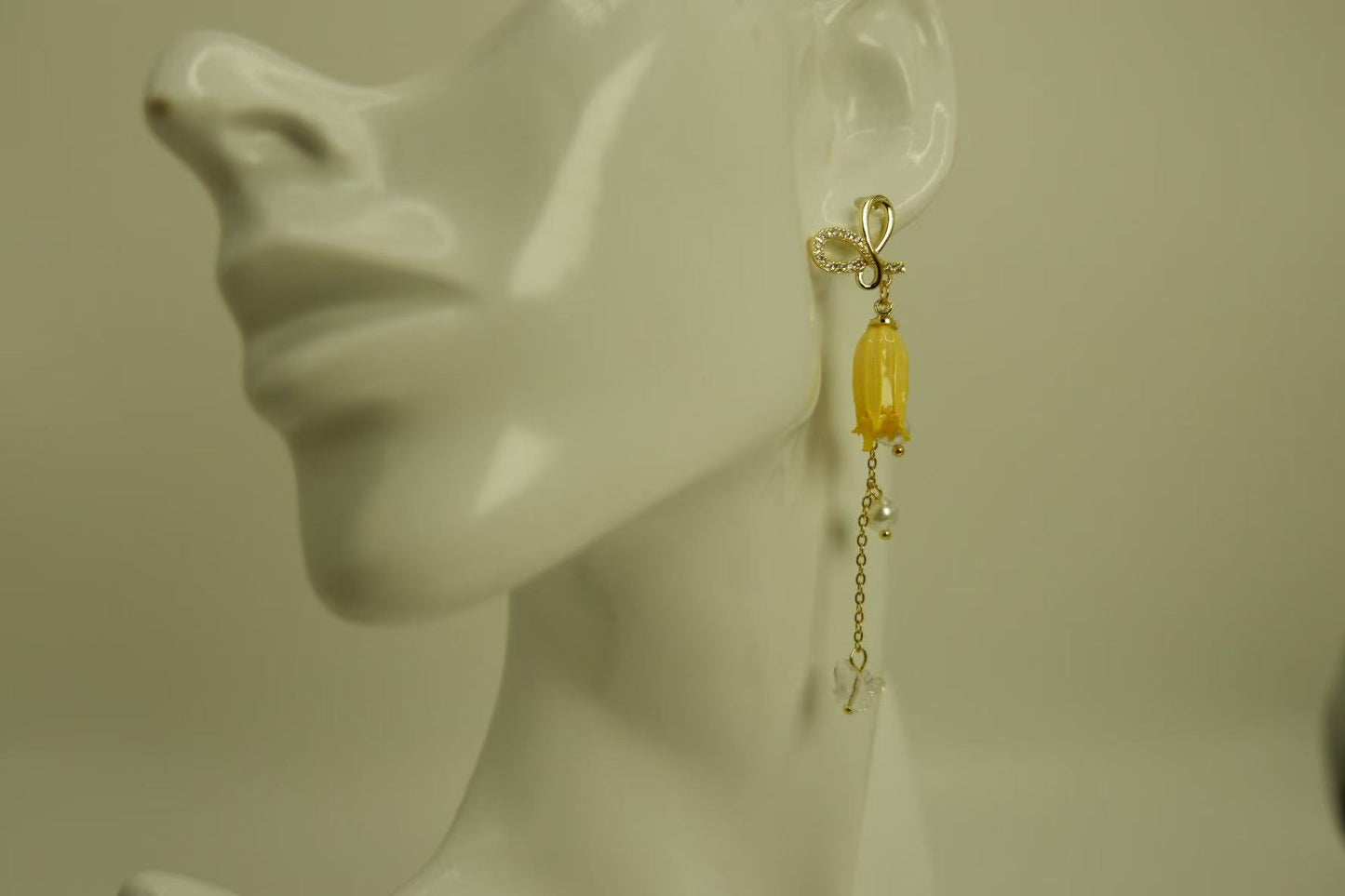 Handmade Dried Real Flower Lily of the Valley Butterfly Drop Earrings