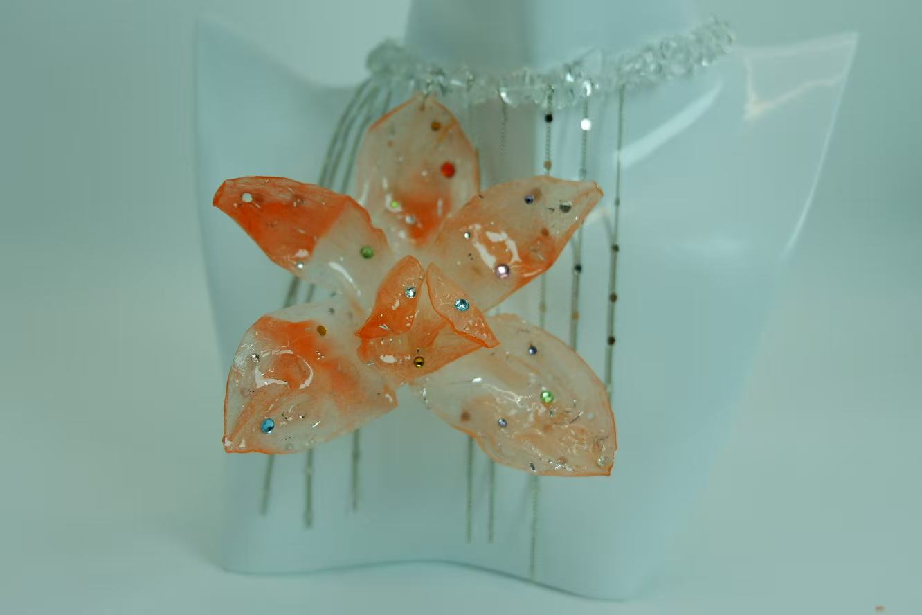 Original Handmade Gradient Pink Dried Flower Phalaenopsis Tassel Necklace