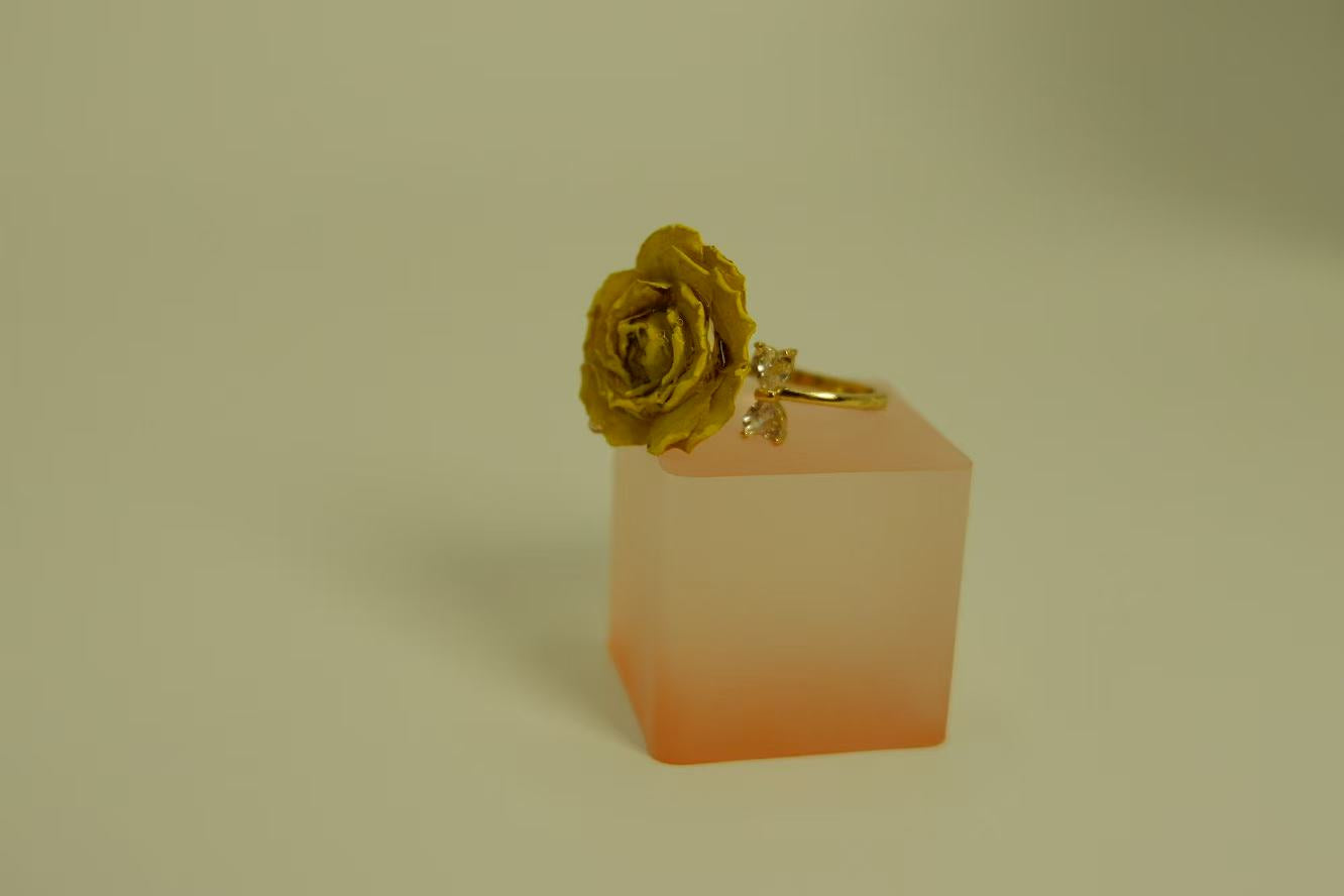 Handmade Dried Flower Rose Vintage Adjustable Ring