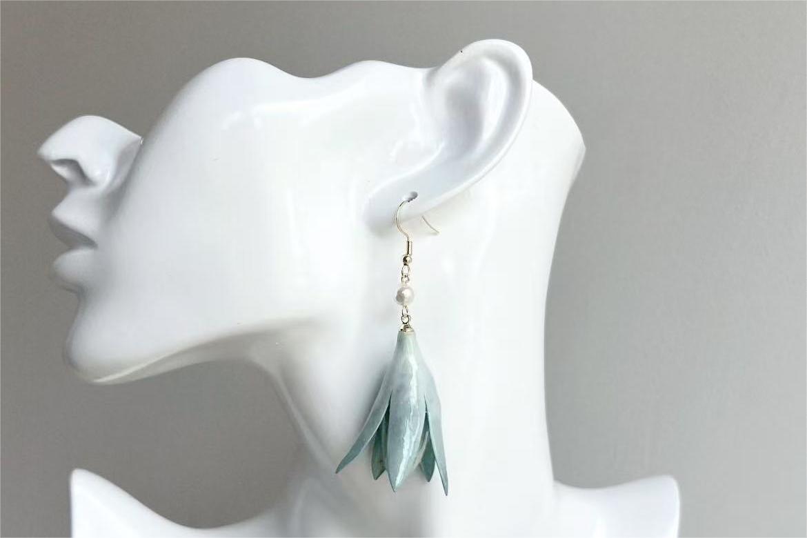 Original Handmade Dried Flower Magnolia Earrings
