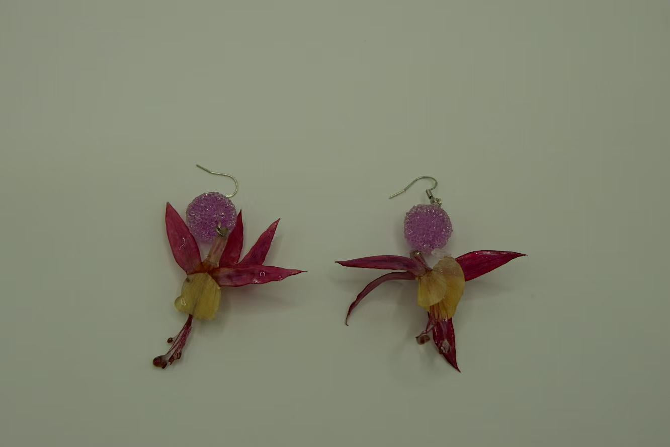 Original Handmade Fuchsia Epoxy Earrings