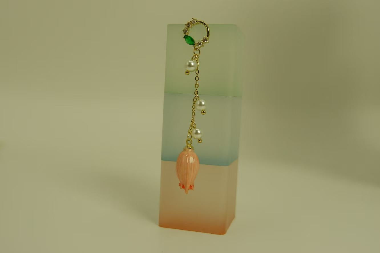 Handmade Real Flower, Dried Pink Lily of the Valley Earrings