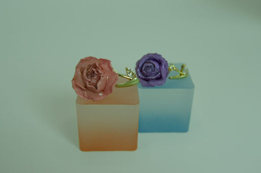 Handmade Real Flower, Dried Rose, Fresh and Elegant Stud Earrings