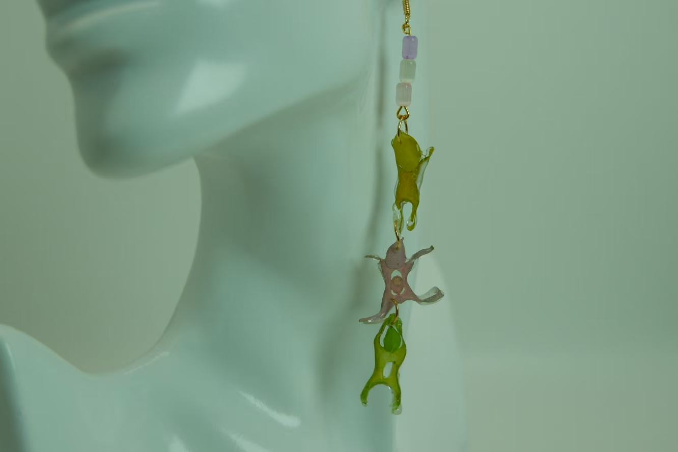Original Handmade Colored Dancing Figure Dried Flower Earrings