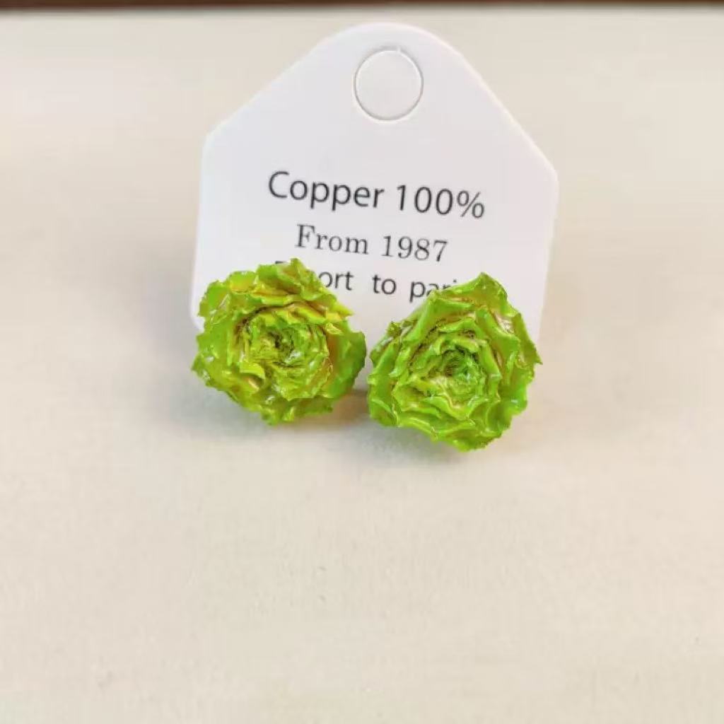 Handmade Dried - Flower Rose Romantic Earrings