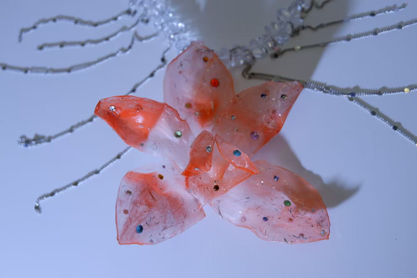 Original Handmade Gradient Pink Dried Flower Phalaenopsis Tassel Necklace