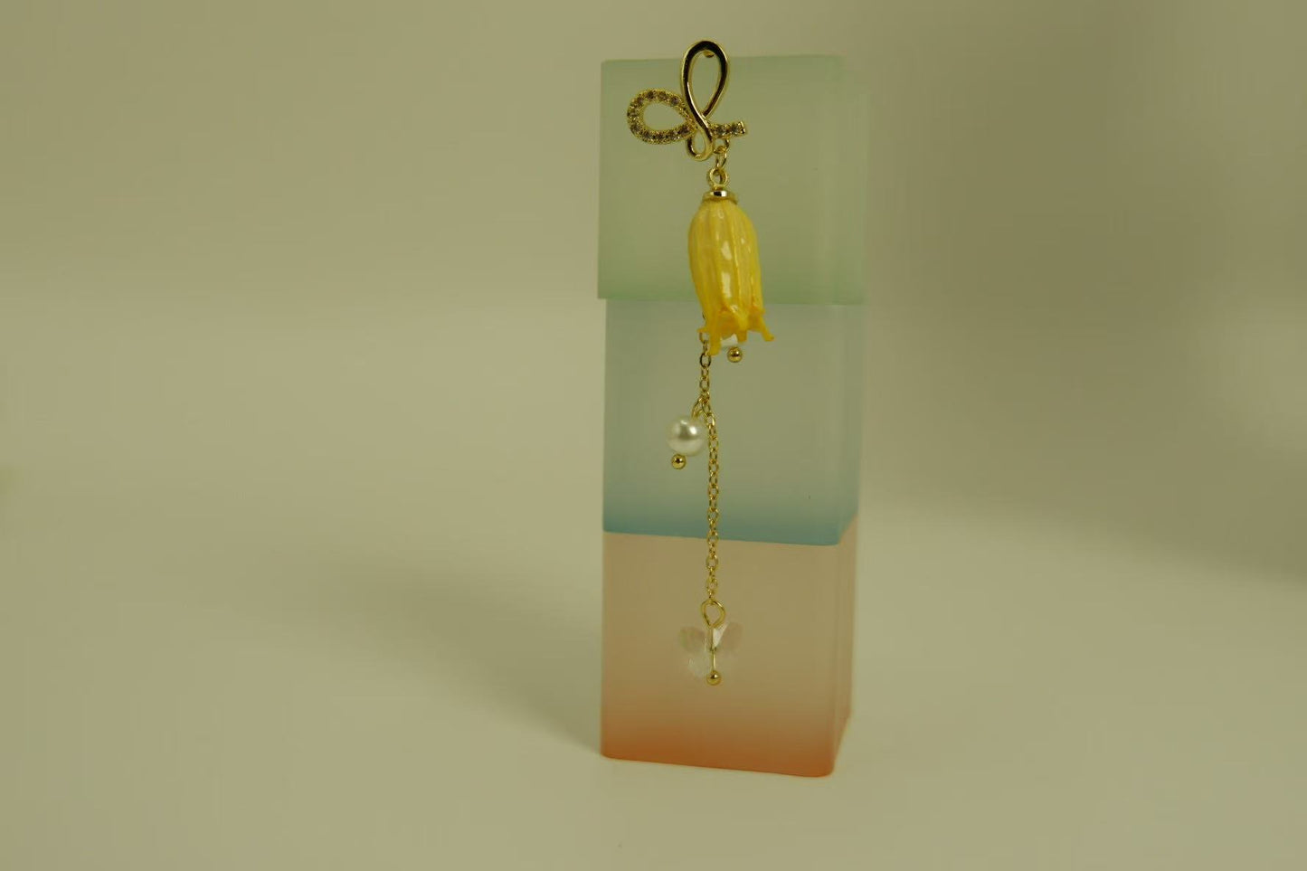Handmade Dried Real Flower Lily of the Valley Butterfly Drop Earrings