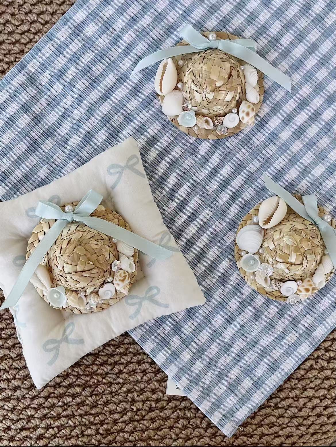 Handmade Shell Straw Hat Fridge Magnet