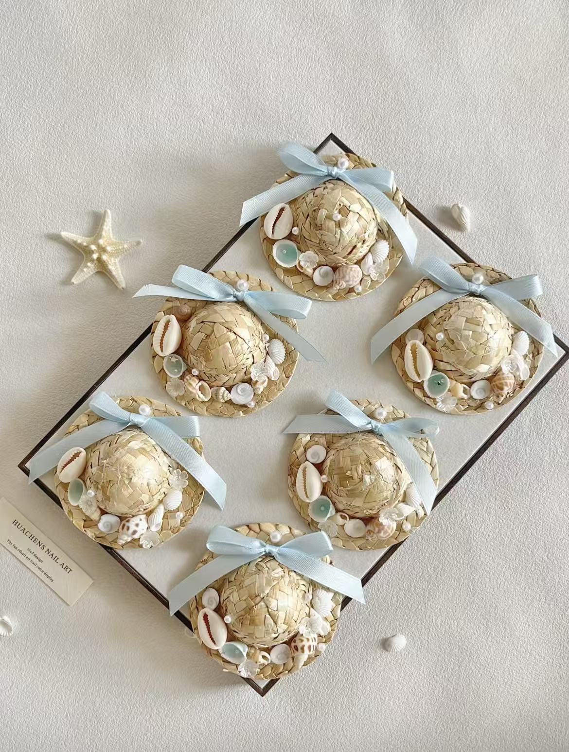 Handmade Shell Straw Hat Fridge Magnet