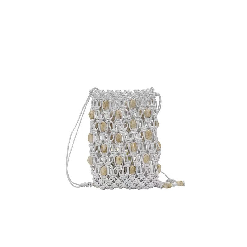 Handmade Woven Bag with Natural Shell Decor