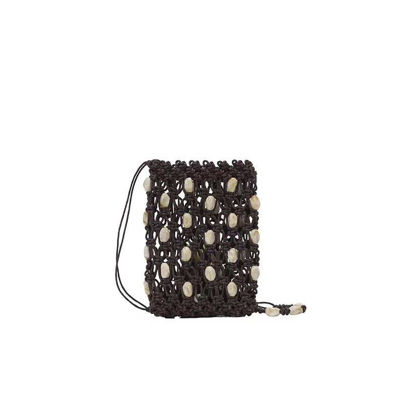 Handmade Woven Bag with Natural Shell Decor