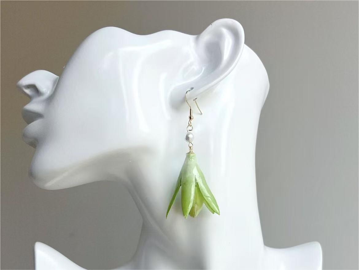 Original Handmade Dried Flower Magnolia Earrings