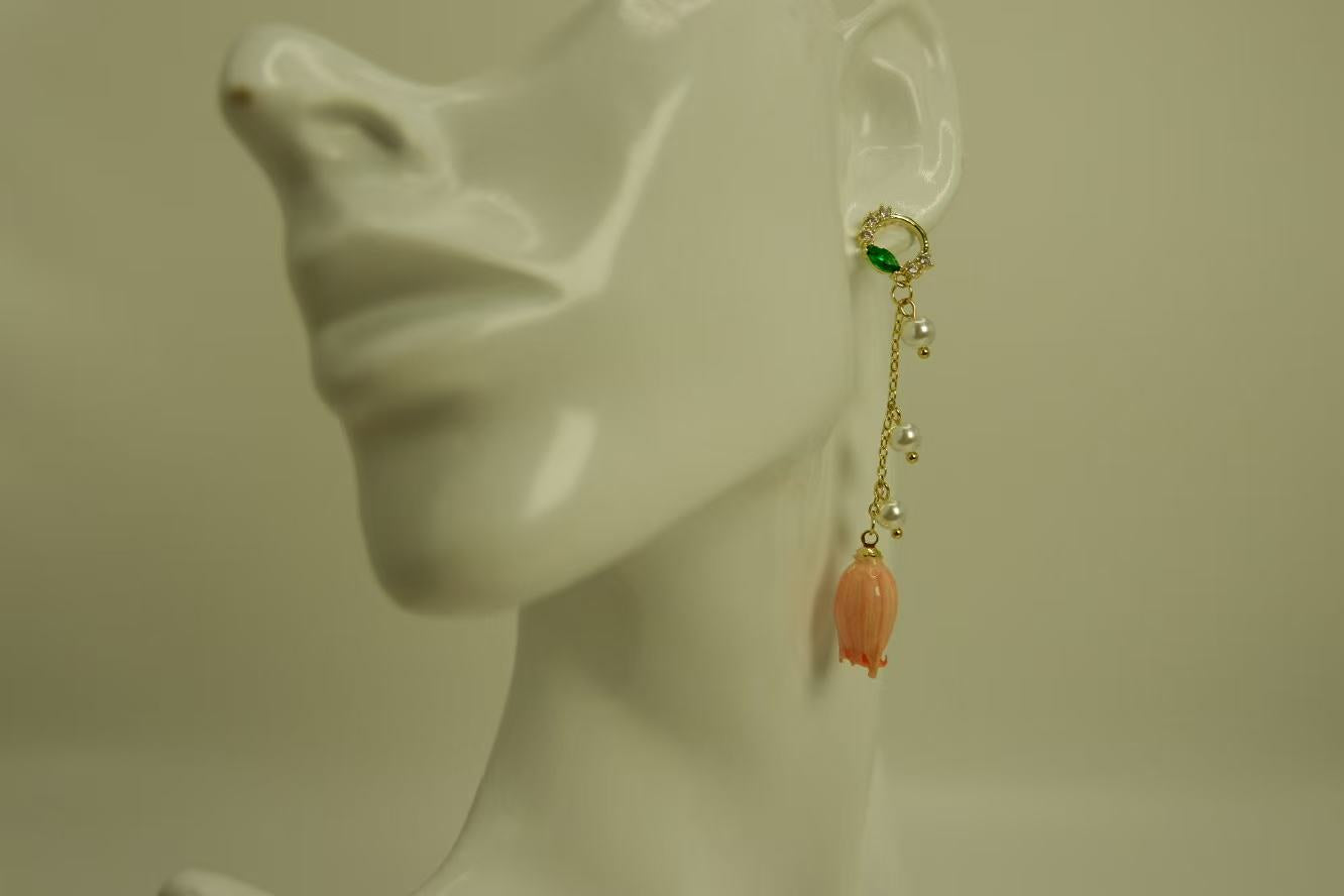 Handmade Real Flower, Dried Pink Lily of the Valley Earrings