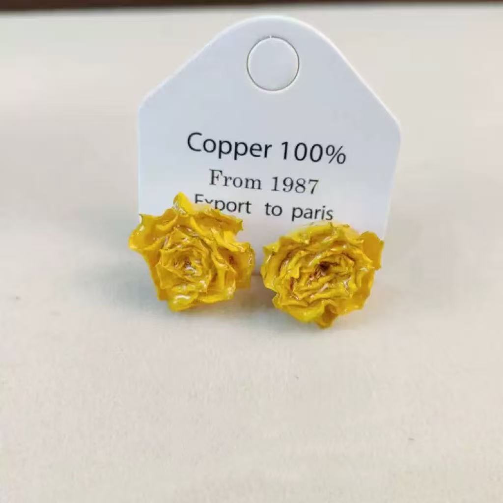 Handmade Dried - Flower Rose Romantic Earrings