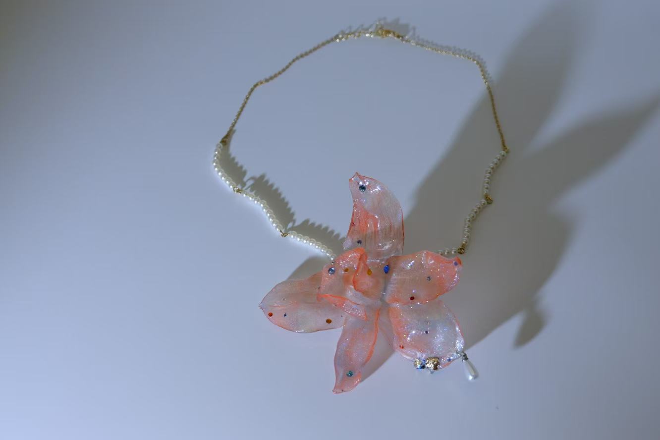 Original Handmade Phalaenopsis Dried Flower Pearl Necklace