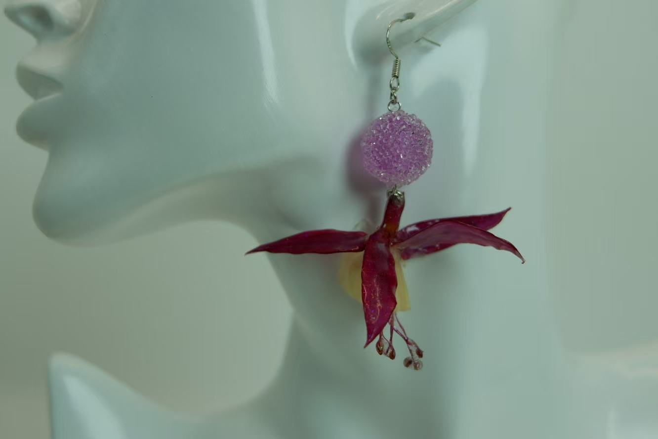 Original Handmade Fuchsia Epoxy Earrings