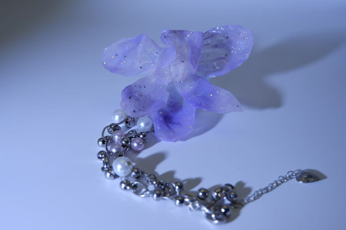 Handmade Gradient Light Purple Phalaenopsis Necklace