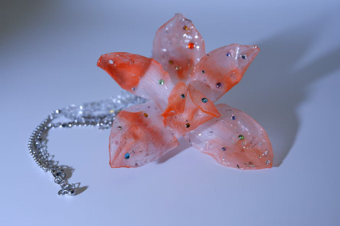 Original Handmade Gradient Pink Dried Flower Phalaenopsis Tassel Necklace
