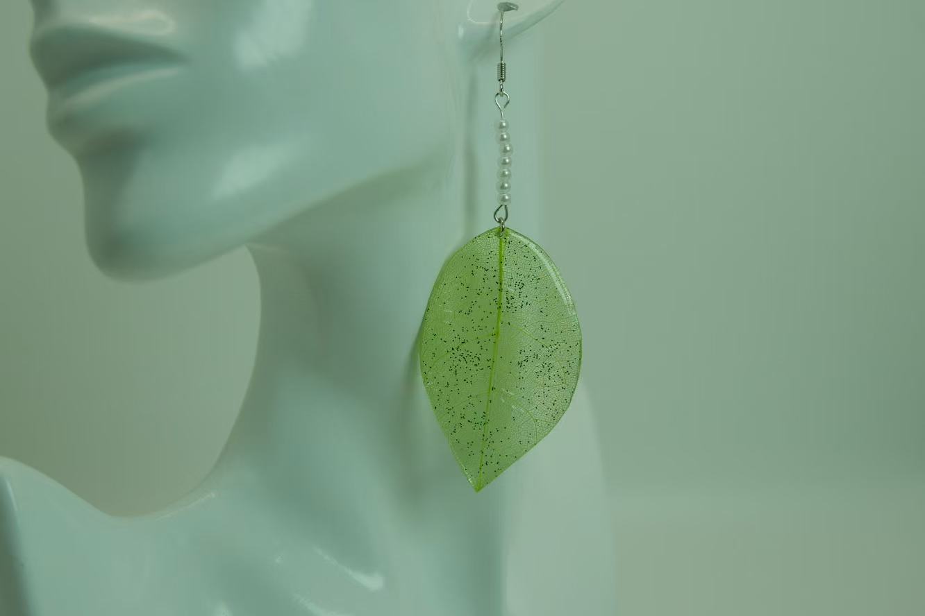 Original Handmade Colored Leaf Epoxy Earrings