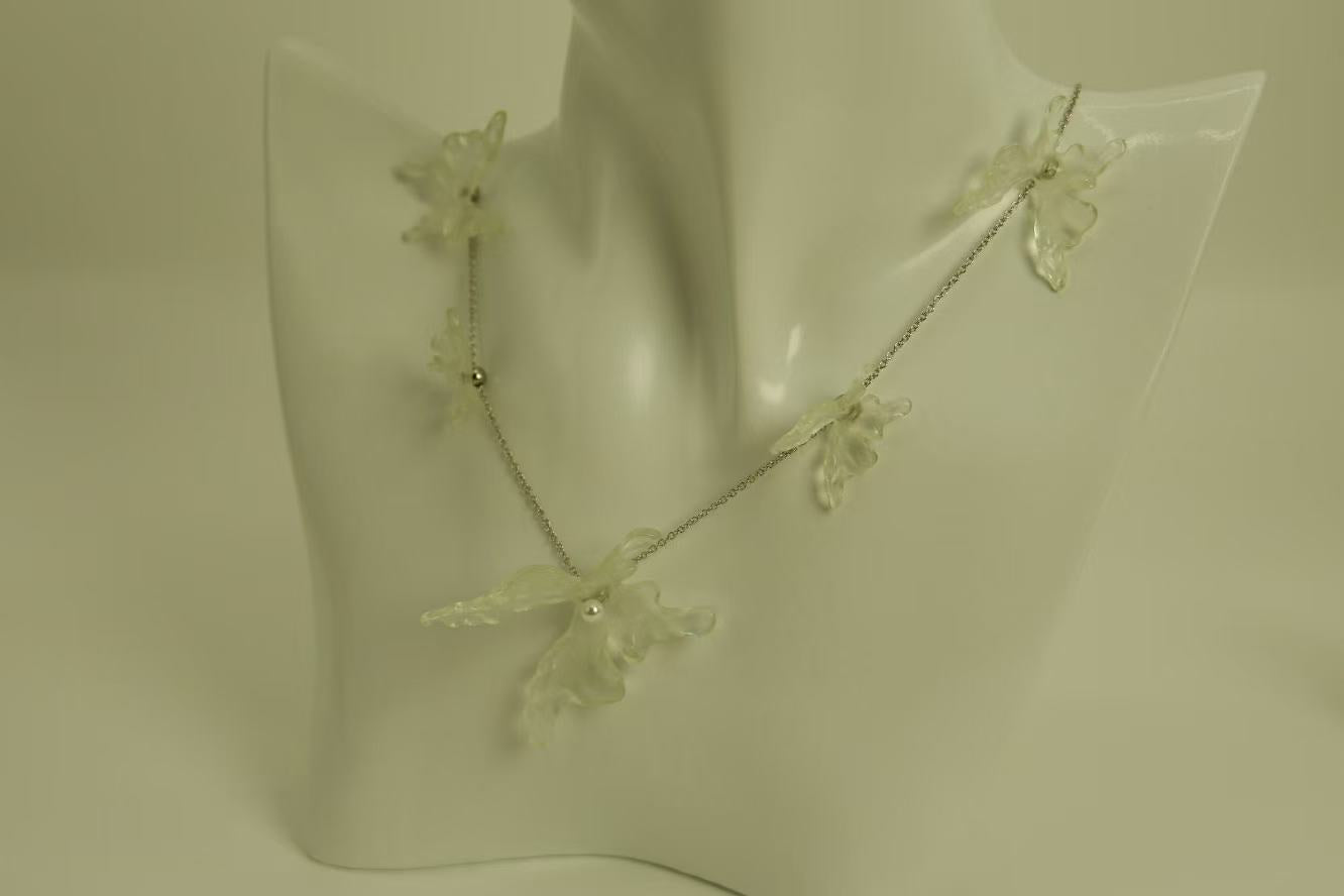 Handmade Transparent Butterfly Flower Cluster Series Necklace