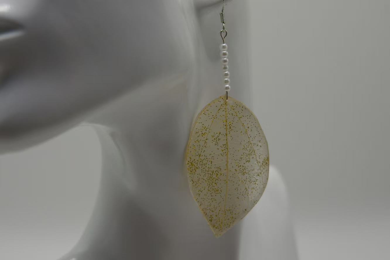 Original Handmade Colored Leaf Epoxy Earrings