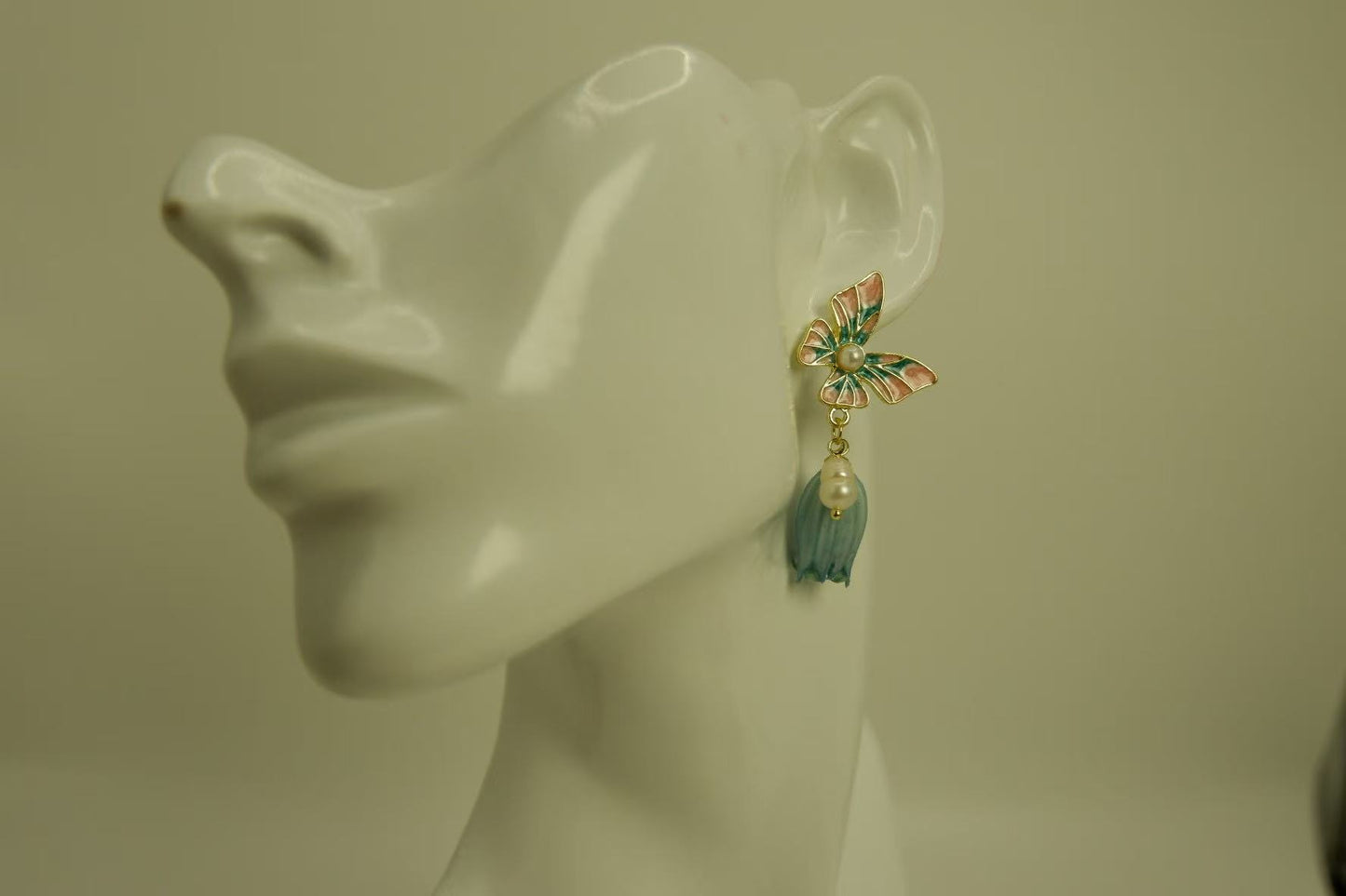 Handmade Lily of the Valley Resin Butterfly Earrings