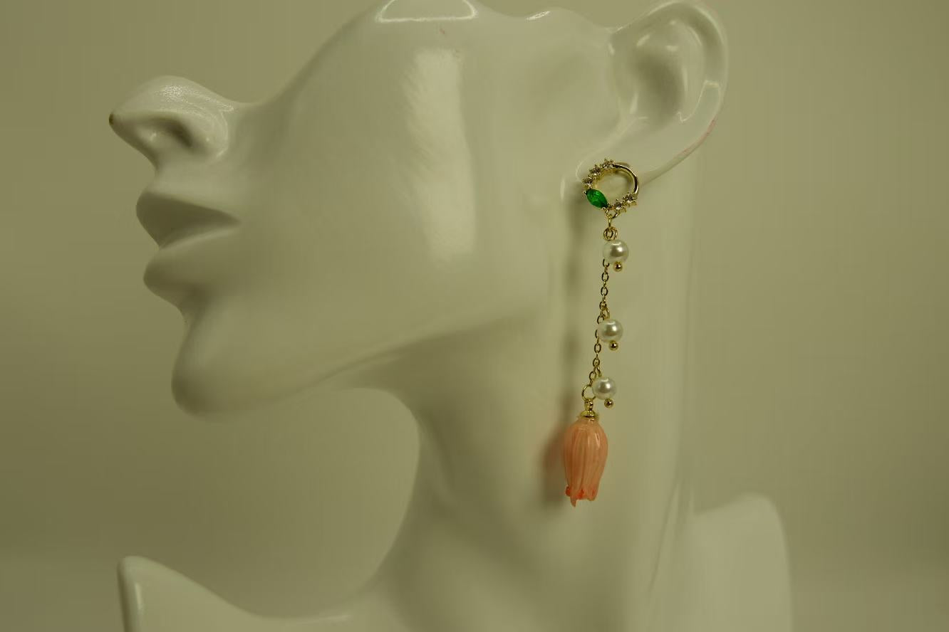Handmade Real Flower, Dried Pink Lily of the Valley Earrings