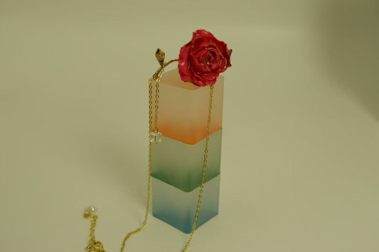 Handmade Dried Real Flower Rose Necklace