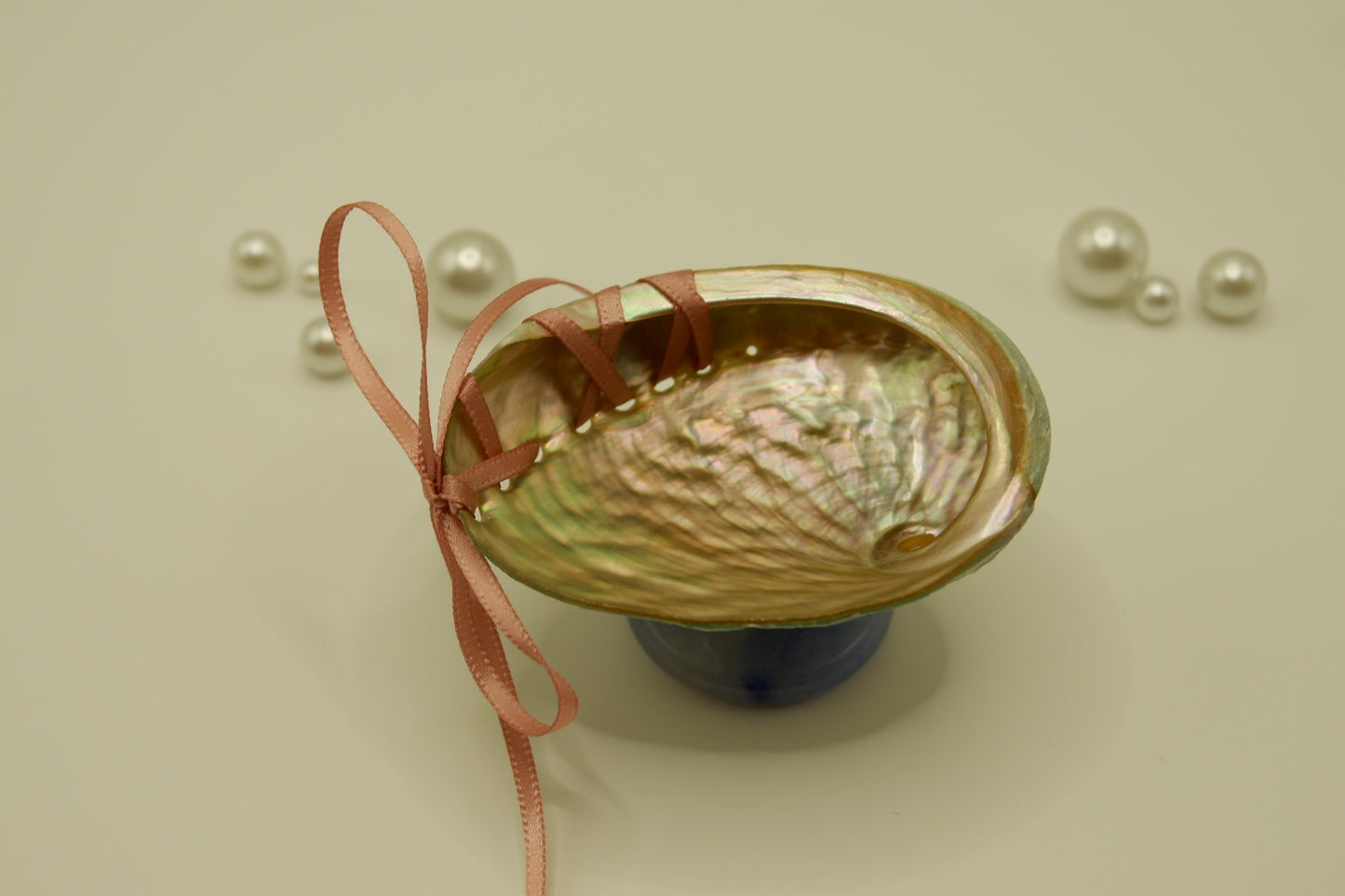 Crystal blue abalone shell cup