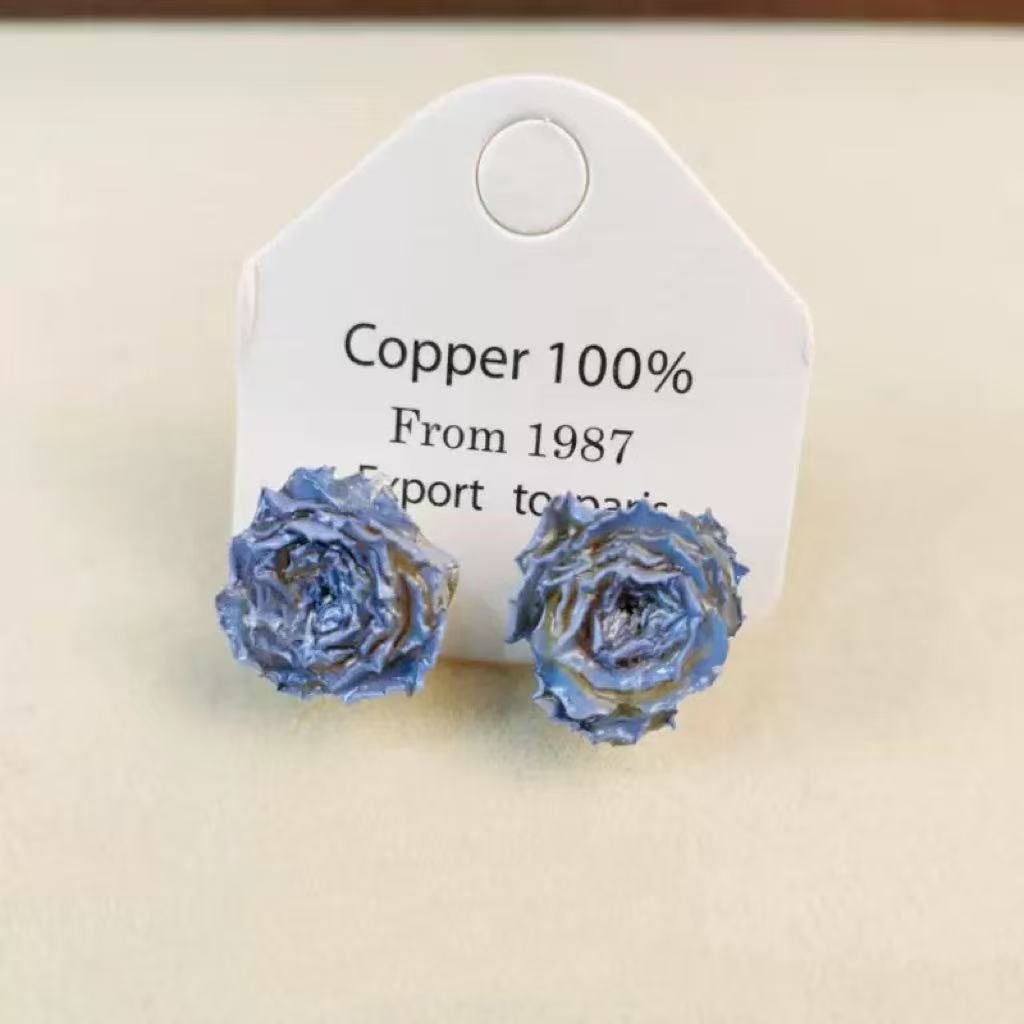 Handmade Dried - Flower Rose Romantic Earrings