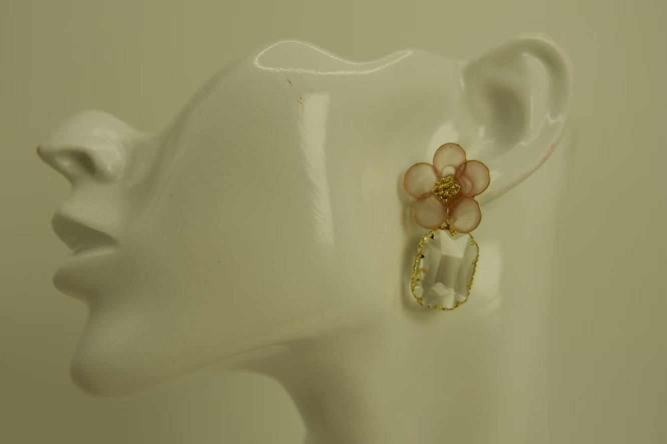 Handmade Flower Liquid Flower Vintage Earrings