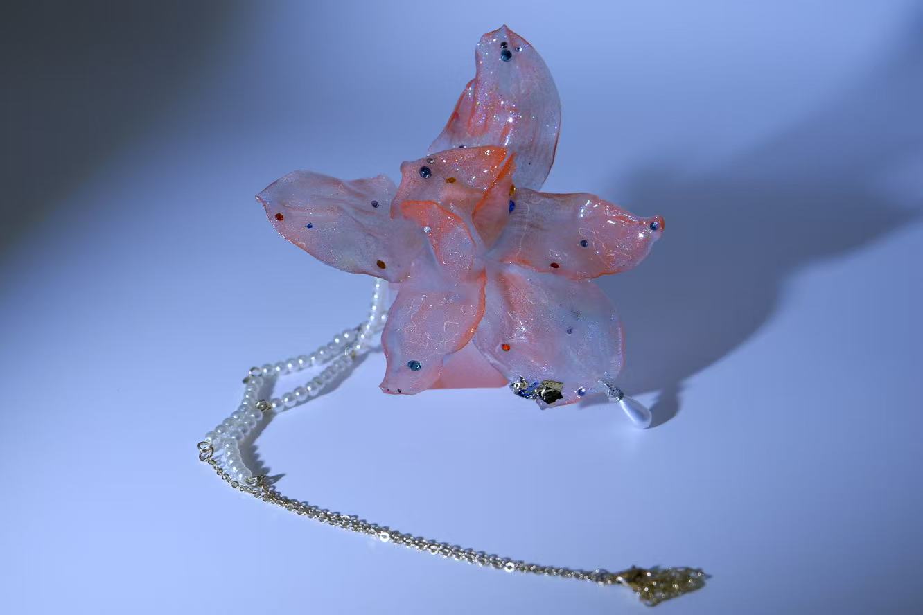 Original Handmade Phalaenopsis Dried Flower Pearl Necklace