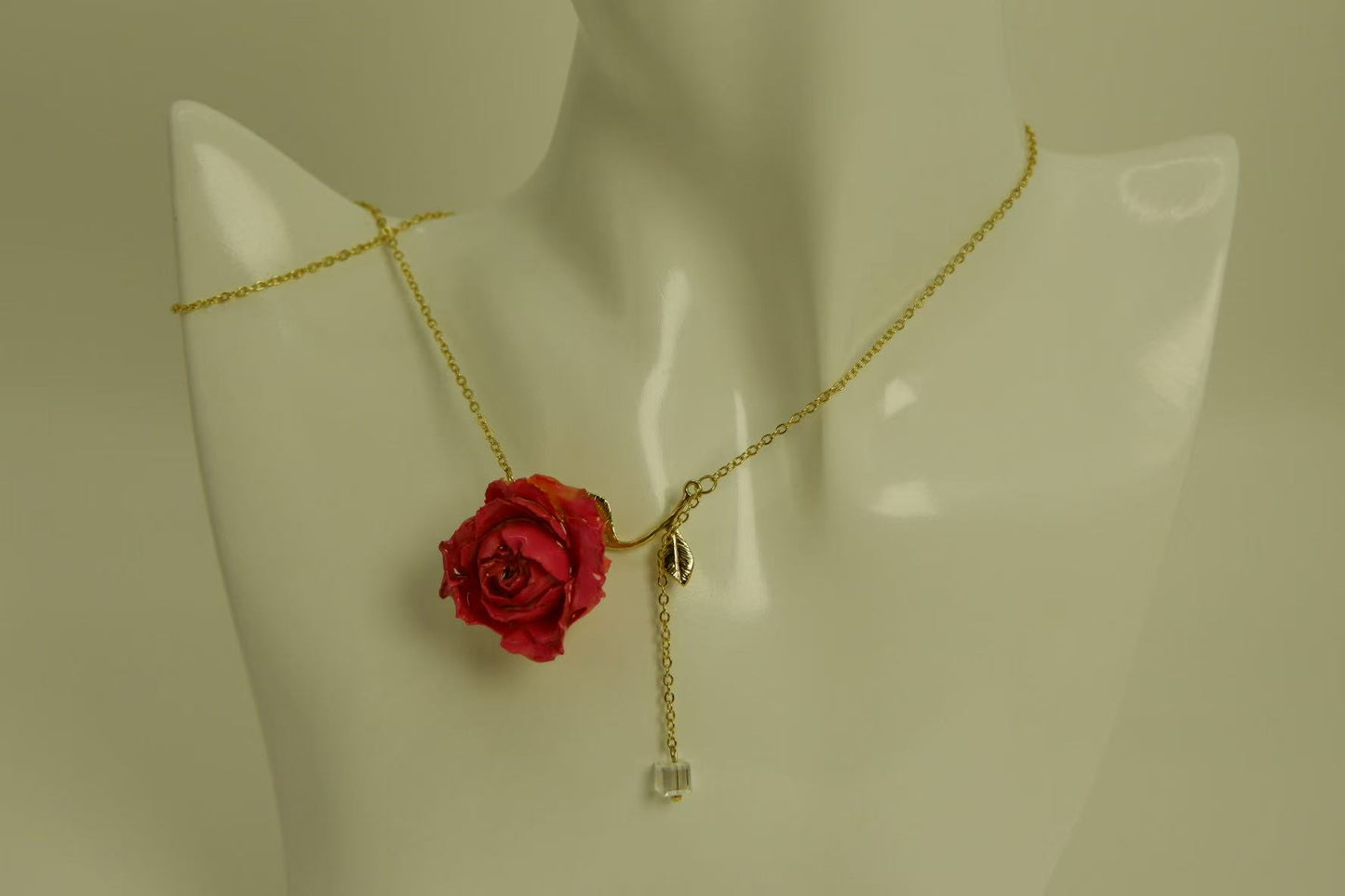 Handmade Dried Real Flower Rose Necklace