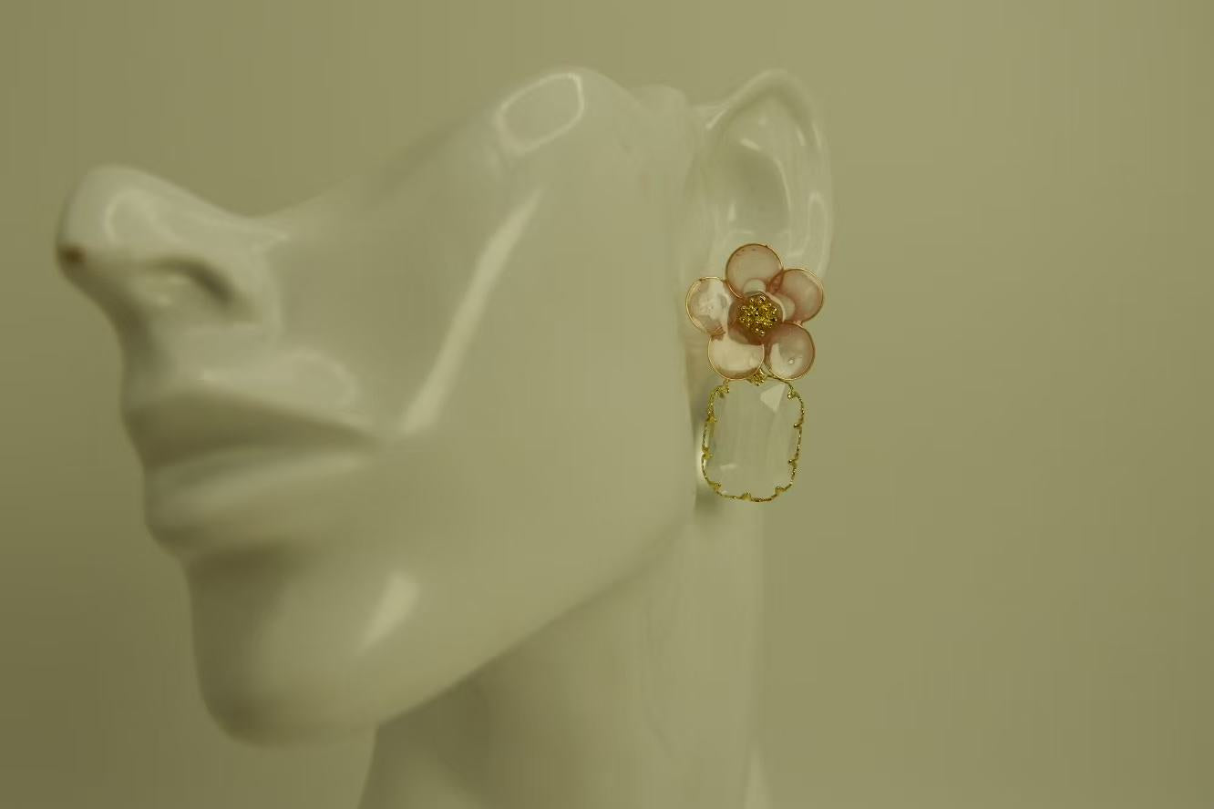 Handmade Flower Liquid Flower Vintage Earrings