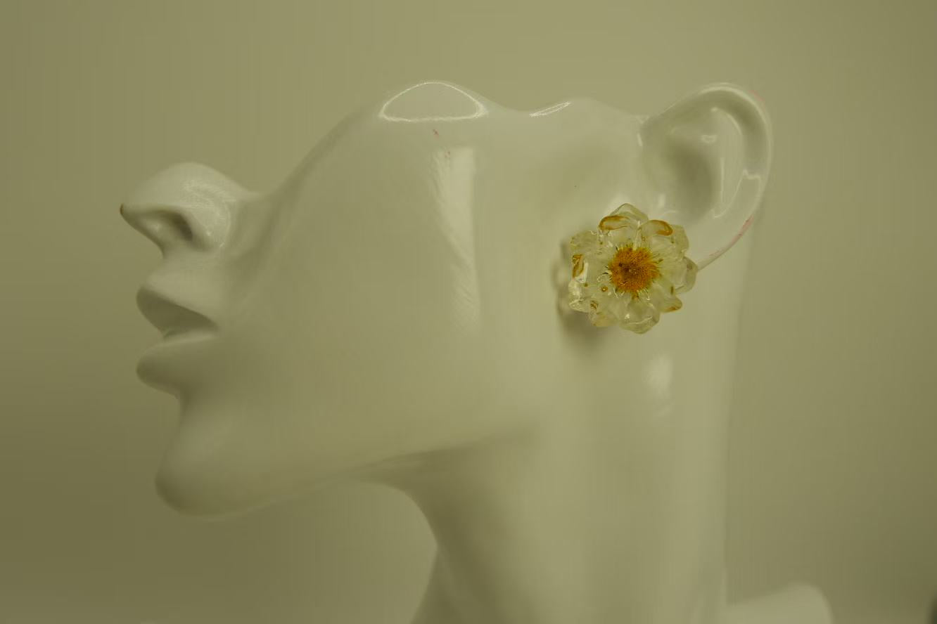 Handmade Dried Flower Resin Daisy Spring Earrings