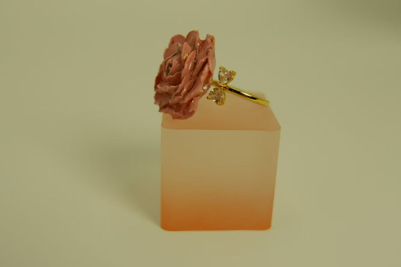 Handmade Dried Flower Rose Vintage Adjustable Ring
