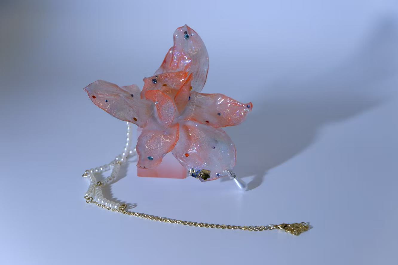 Original Handmade Phalaenopsis Dried Flower Pearl Necklace