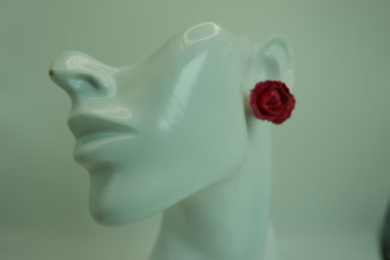 Handmade Dried - Flower Rose Romantic Earrings
