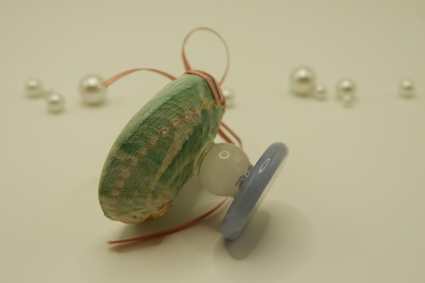 Crystal blue abalone shell cup