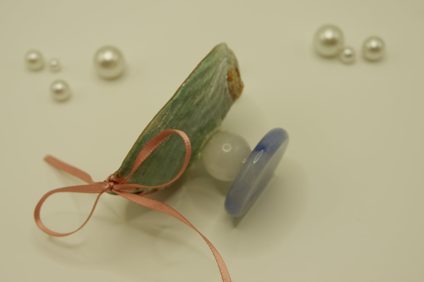 Crystal blue abalone shell cup
