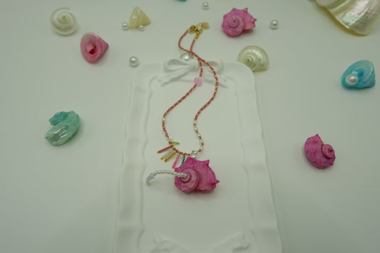 Pink Conch Beaded Necklace