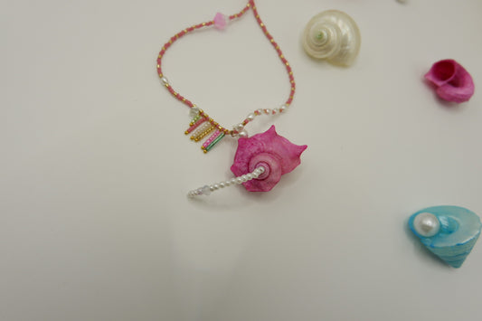 Pink Conch Beaded Necklace