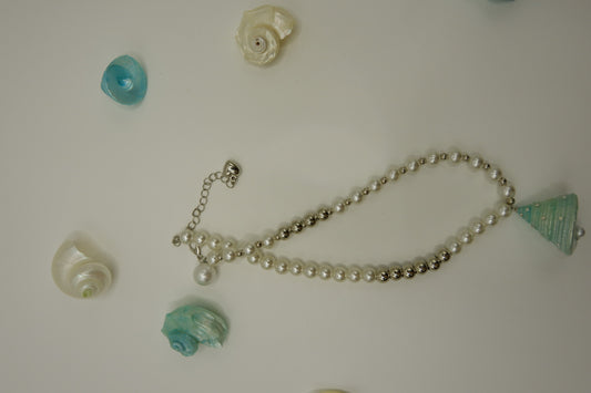 Blue Turban Shell Necklace